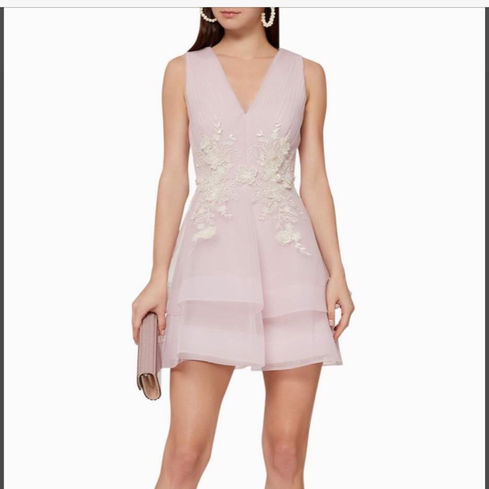 BCBG MAXAZRIA Elegant Pink/purple Sleeveless Dress with Floral Embroidery size 8